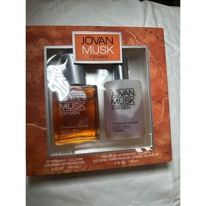 Jovan Musk for Men Aftershave Cologne 2 Piece Gift Set 4oz Bottles New